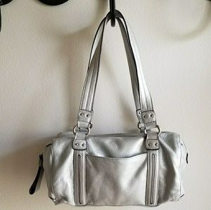 Tignanello leather bag, silver gray